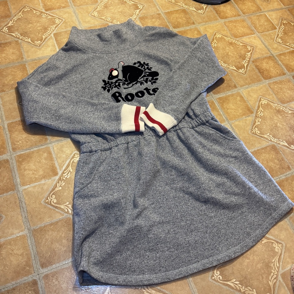 Roots Salt & Pepper Fleece Dress | Kids XXL (Fits Women XS/S).